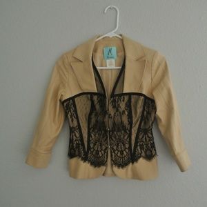 Beige Jacket with Black Lace details size 2